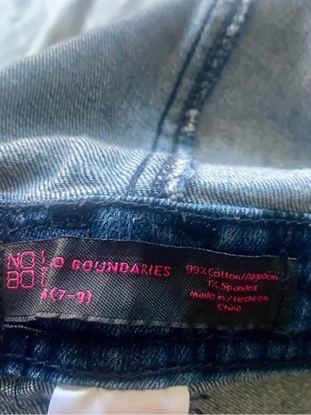 No Boundaries y2k blue denim distressed overalls short size small